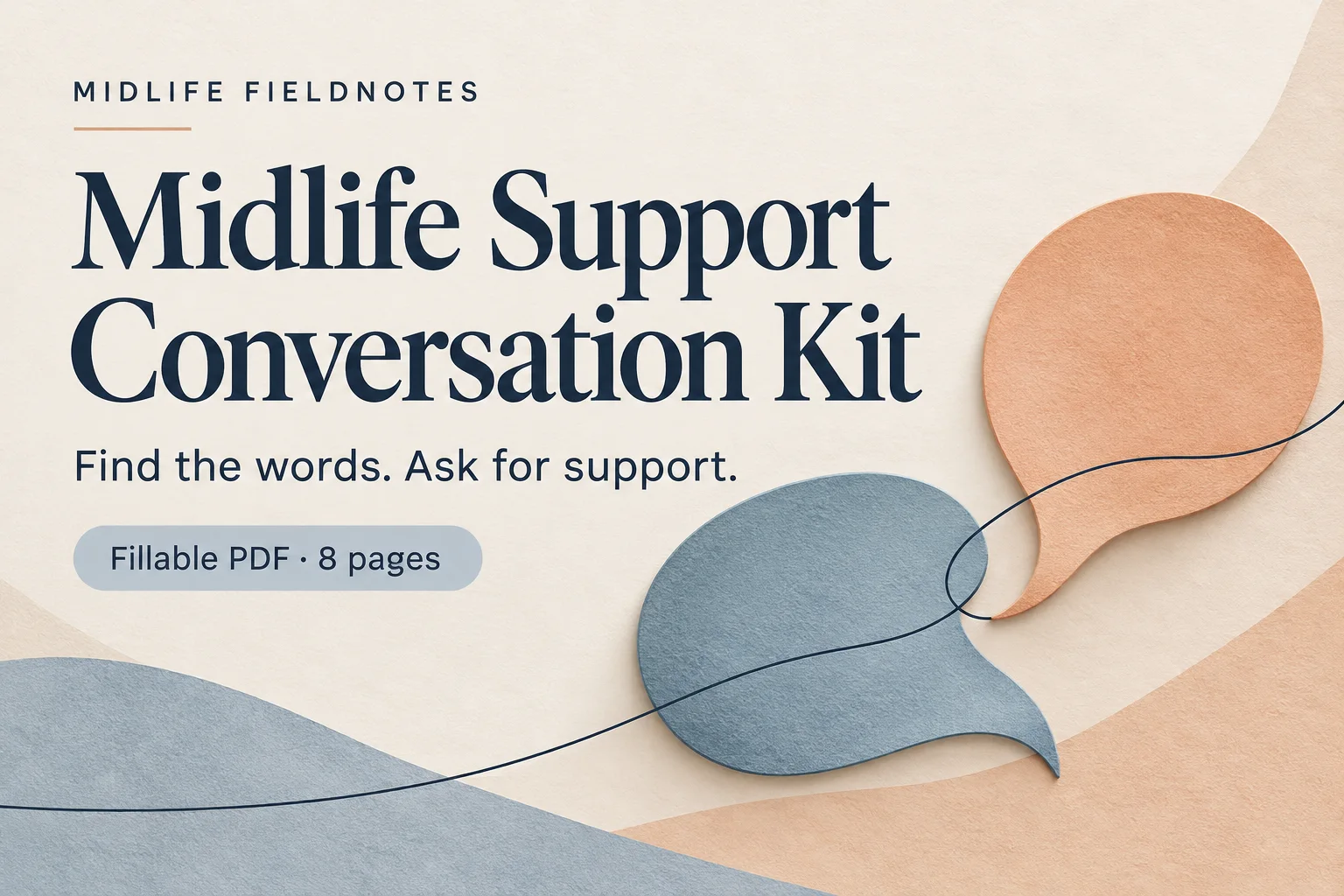 Cover of the Midlife Support Conversation Kit: Find the words. Ask for support.